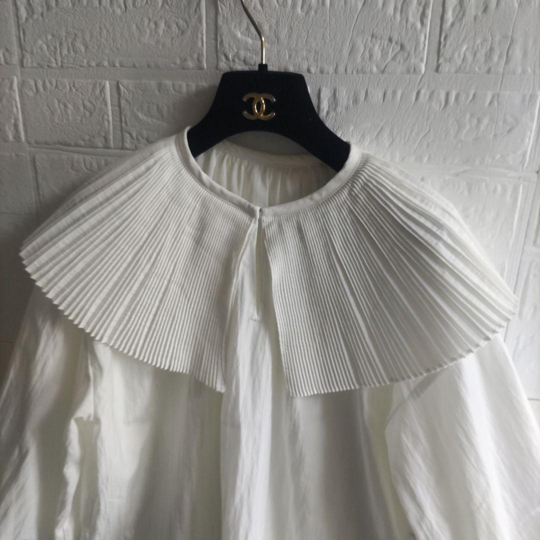 美品✨MACHATT 　マチャット　プリーツカラーブラウス 　ビッグカラー