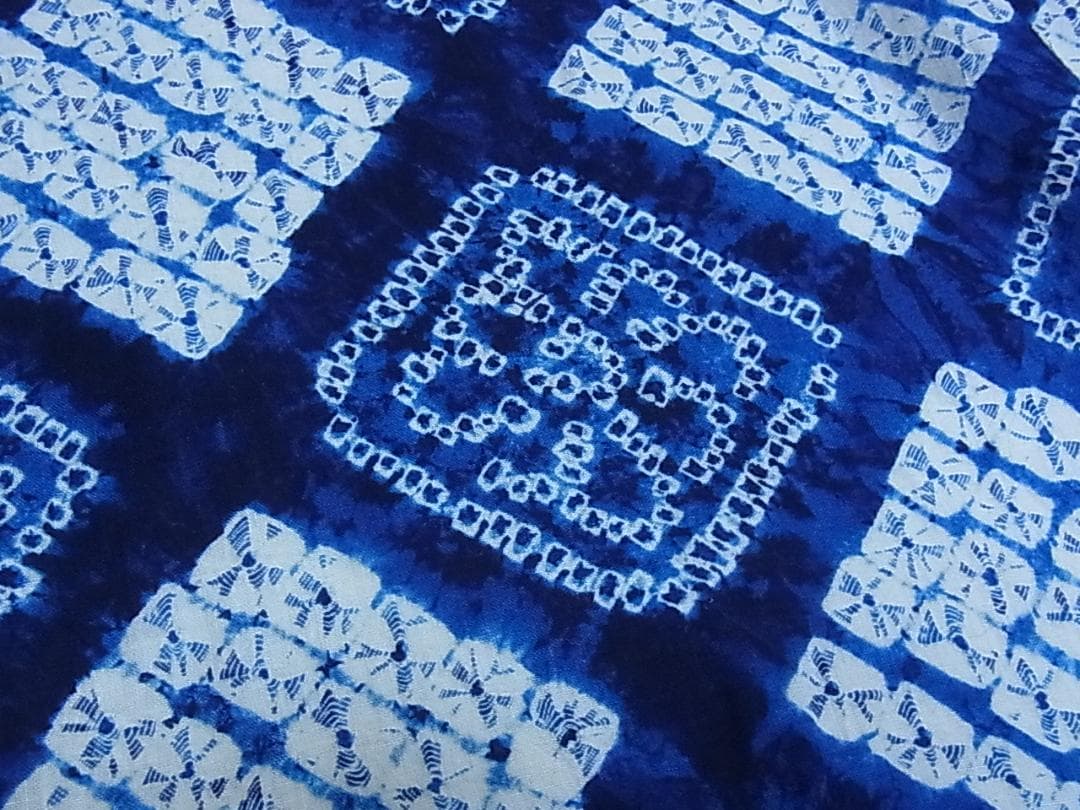 ♦︎きもの結♦︎有松鳴海絞り 浴衣 花菱 綿　未使用品♦︎d