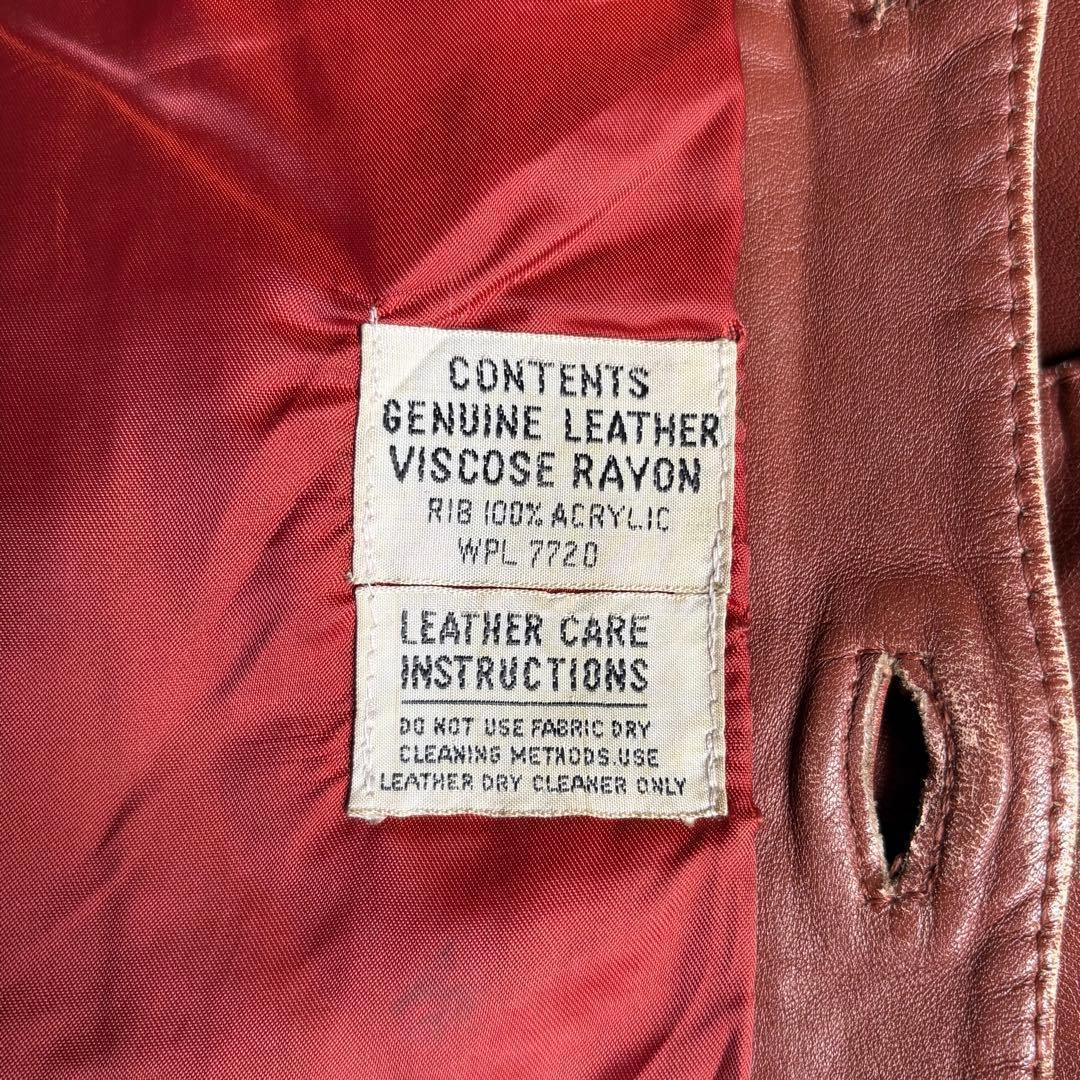 【70s vintage】レザー　ブルゾン　ハイネック　デカ襟　短丈　本革　古着