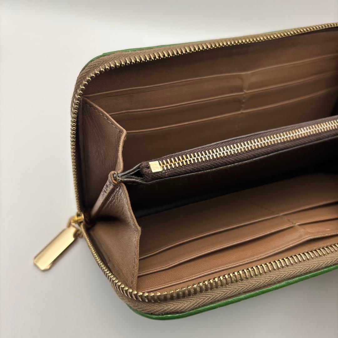 ①◆正規品◆ボッティガヴェネタイントレチャート ラウンドファスナー長財布