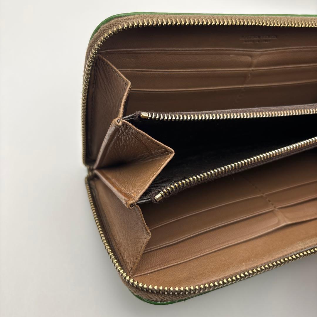 ①◆正規品◆ボッティガヴェネタイントレチャート ラウンドファスナー長財布