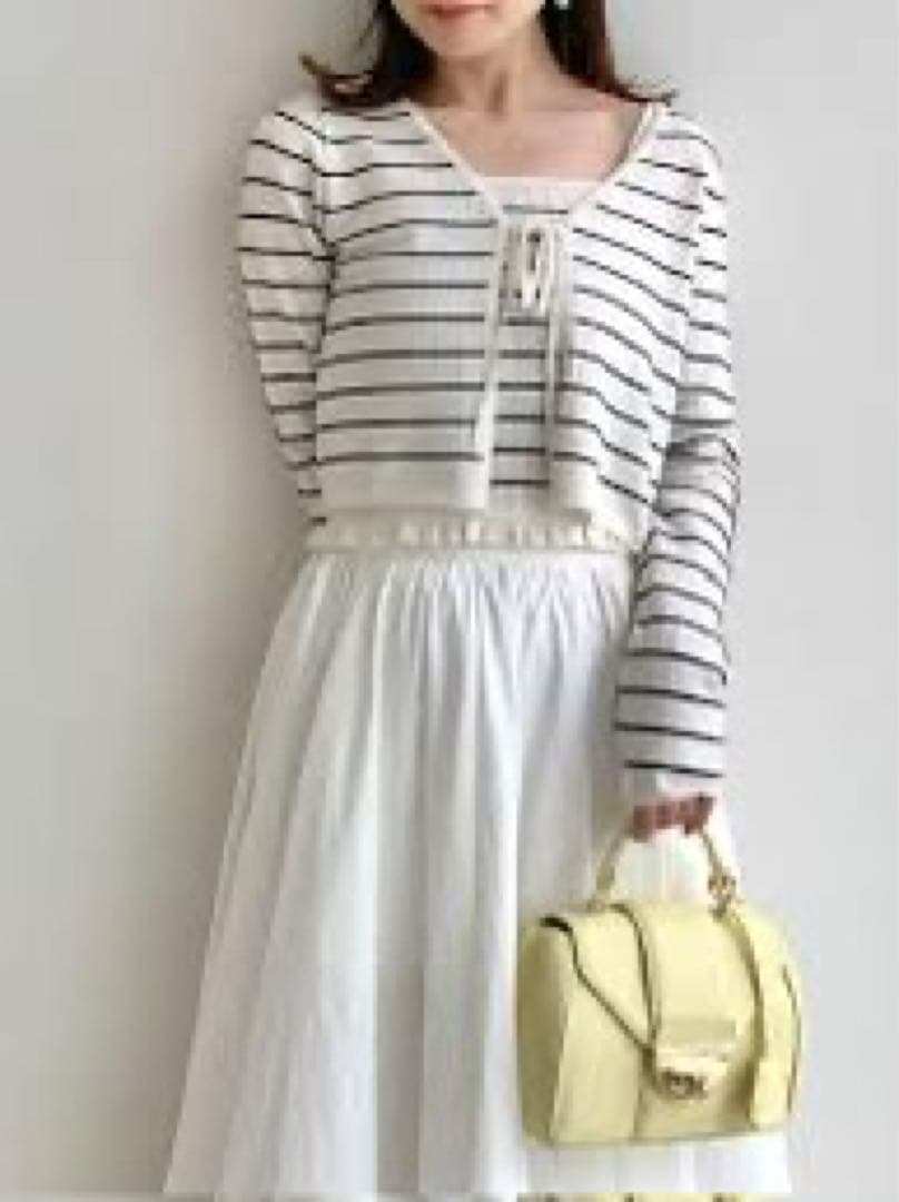 シルクブレンドアンサンブルニット　フレイアイディ　ボーダー　ニット　アンサンブル