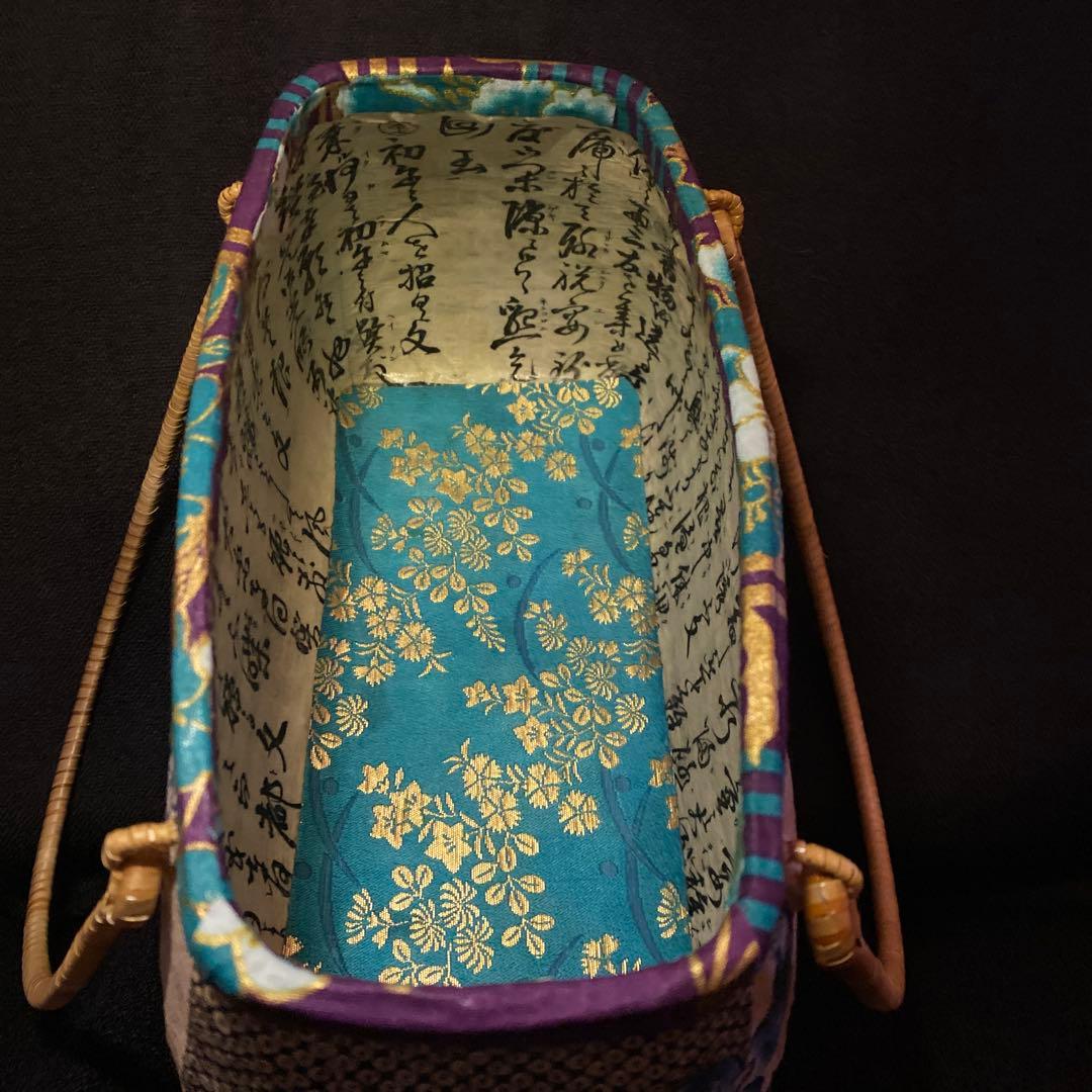 一閑張り　籠バック　見ざる聞かざる言わざる　柿渋