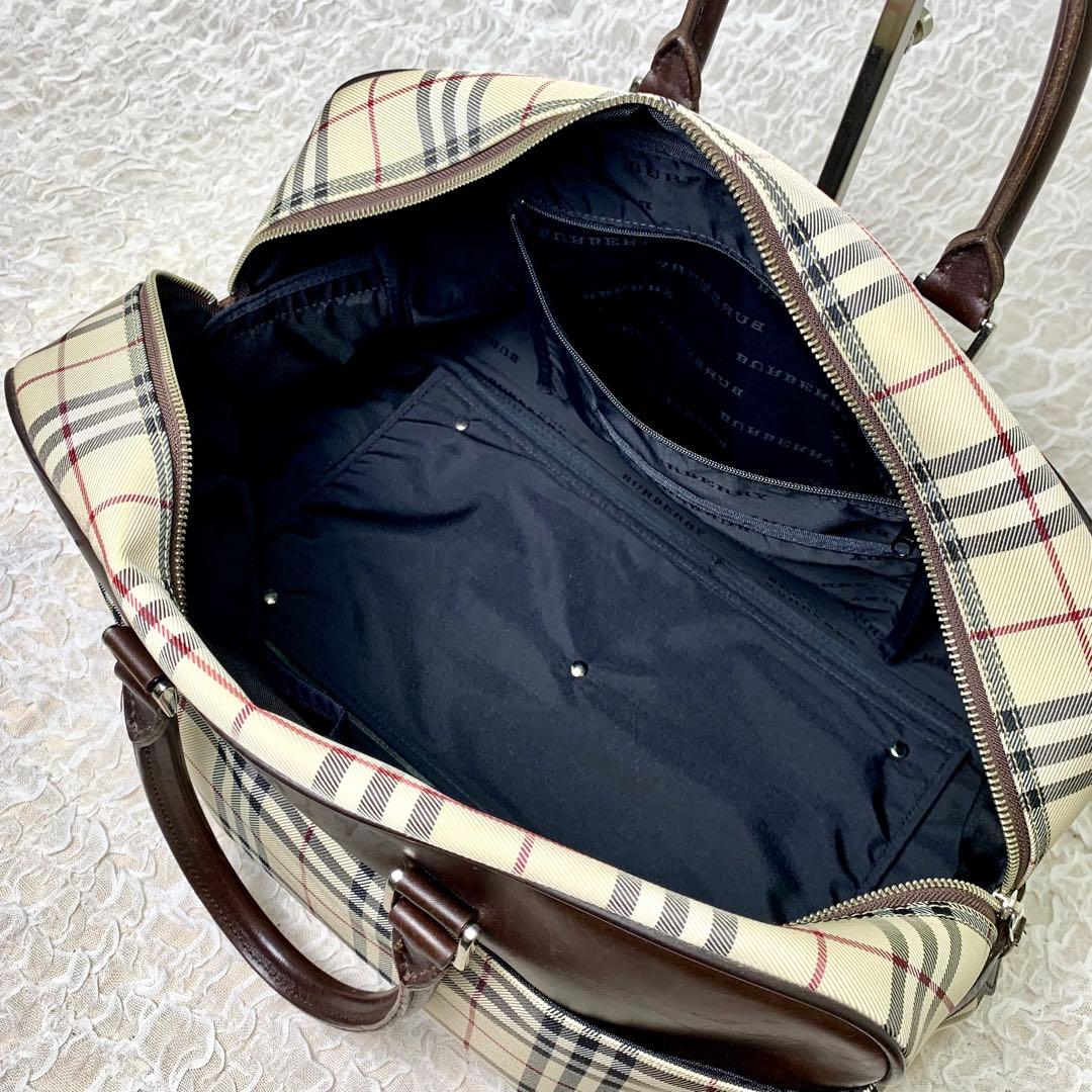 【極美品】BURBERRY ノバチェック　ボストンバッグ　ロゴプレート