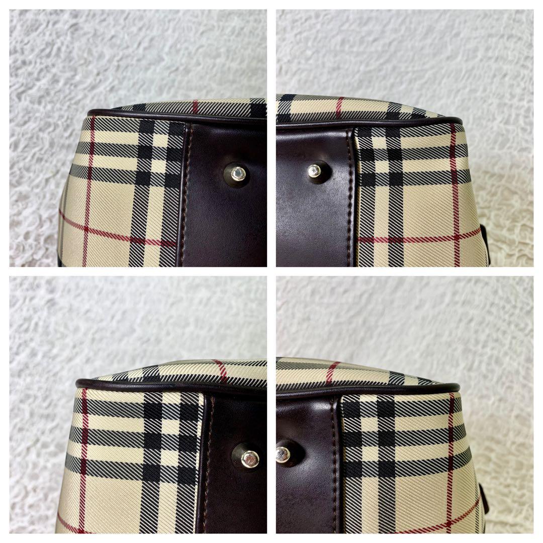 【極美品】BURBERRY ノバチェック　ボストンバッグ　ロゴプレート