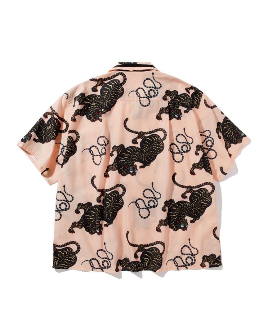 FLATLUX Bite Ss-Shirt Coral Lサイズ 柄シャツ 蛇