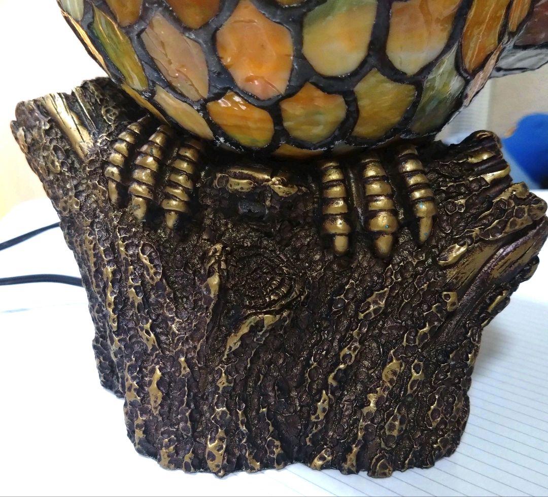 フクロウ型ステンドグラスランプ