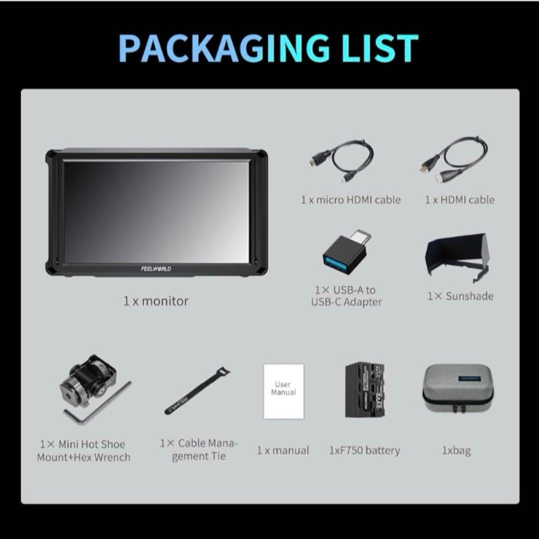 6 インチ1200nit高輝度1920✕1080デジタルー眼レフ モニター