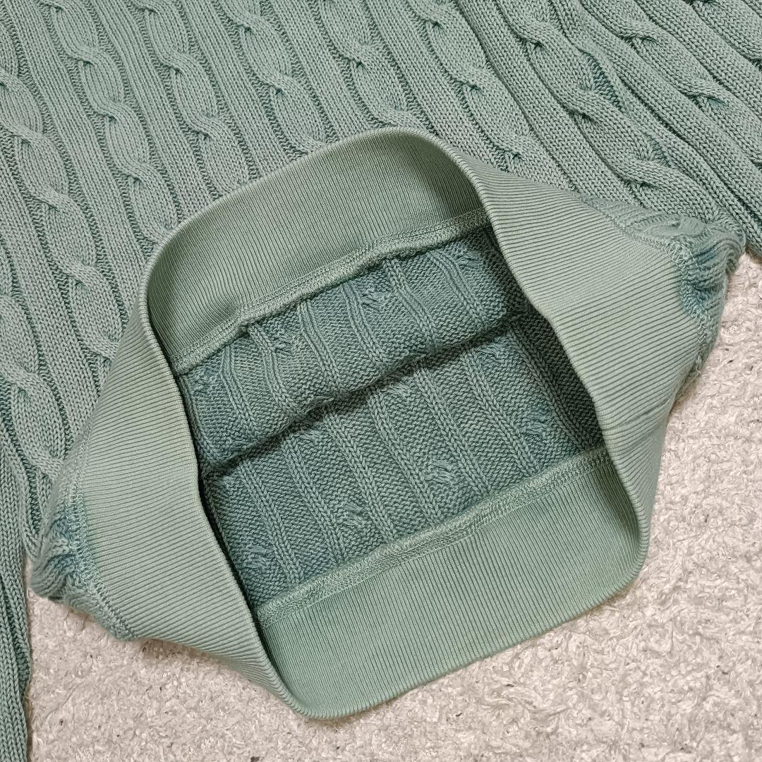 【希少カラー】ラルフローレン コットンケーブルニット 色落ち加工 くすみグリーン