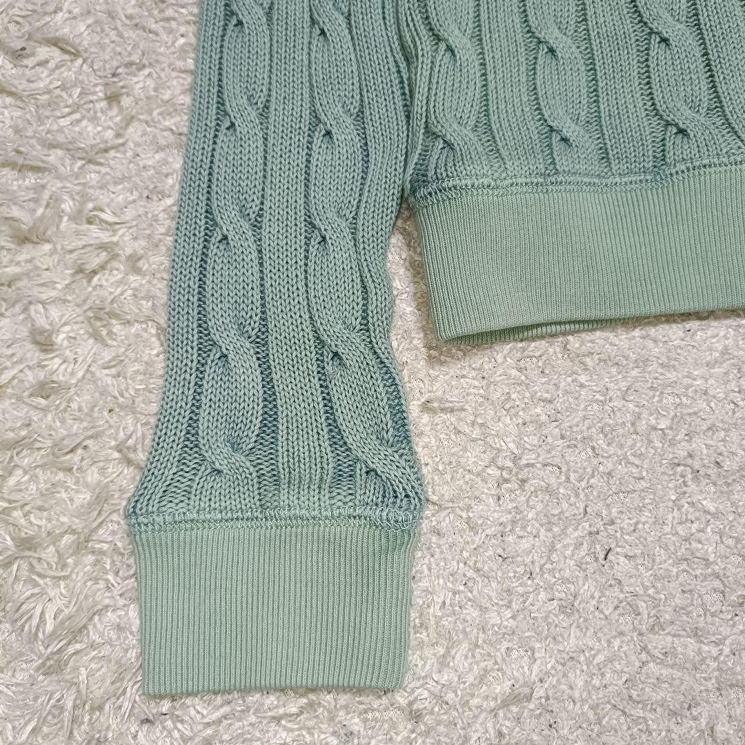【希少カラー】ラルフローレン コットンケーブルニット 色落ち加工 くすみグリーン