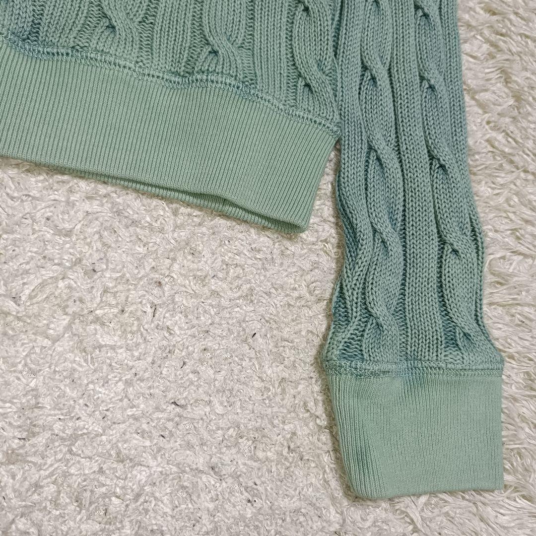 【希少カラー】ラルフローレン コットンケーブルニット 色落ち加工 くすみグリーン