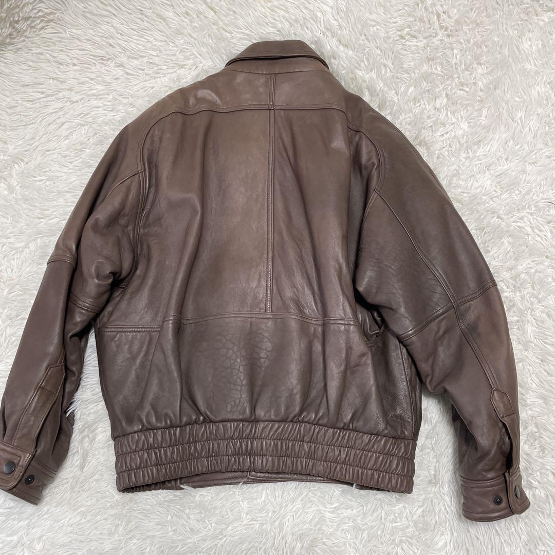 A-2 レザージャケット　ラムレザー　本革　XL 裏地総柄　キルティング