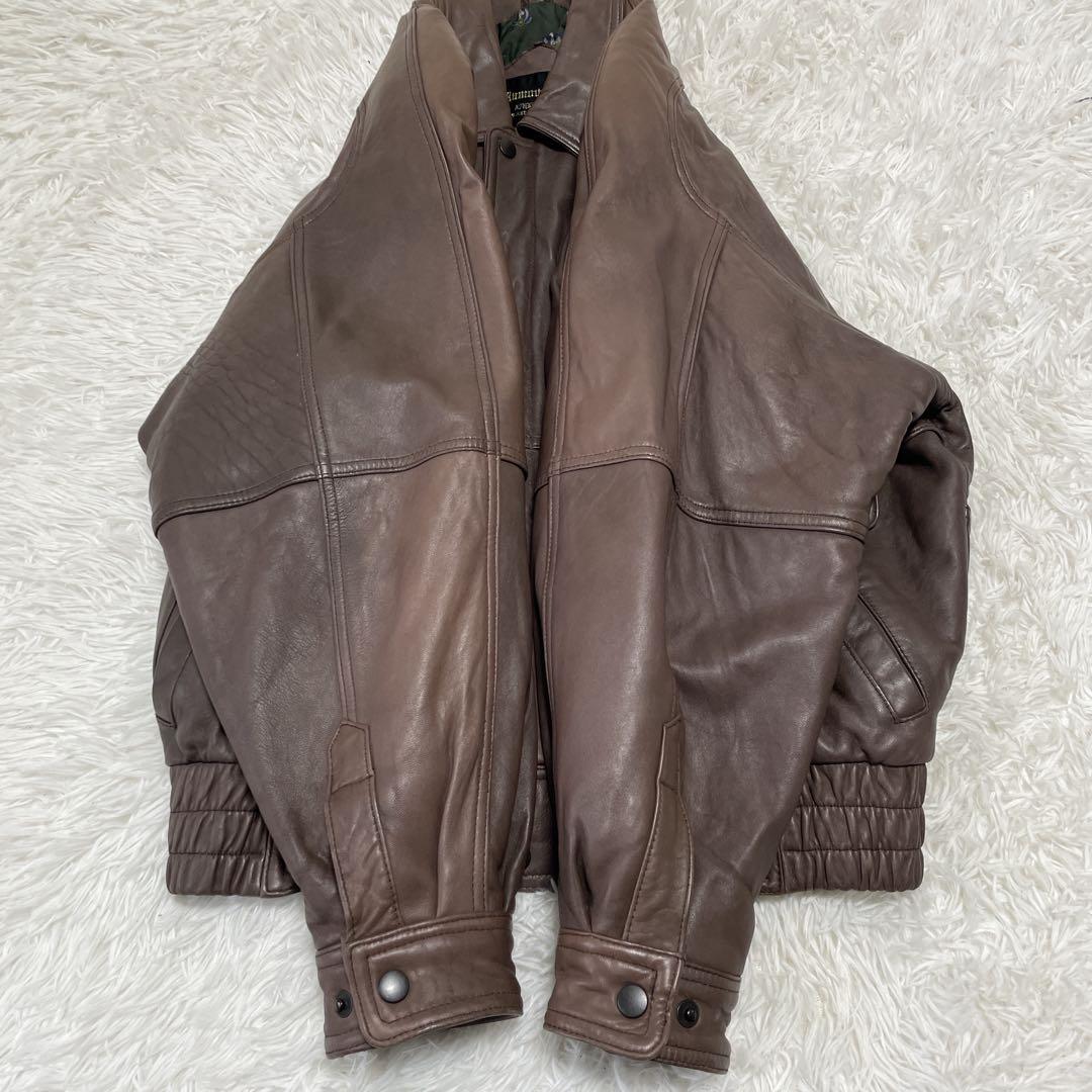 A-2 レザージャケット　ラムレザー　本革　XL 裏地総柄　キルティング