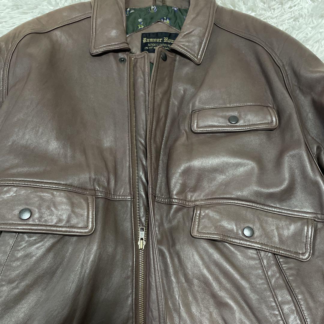 A-2 レザージャケット　ラムレザー　本革　XL 裏地総柄　キルティング