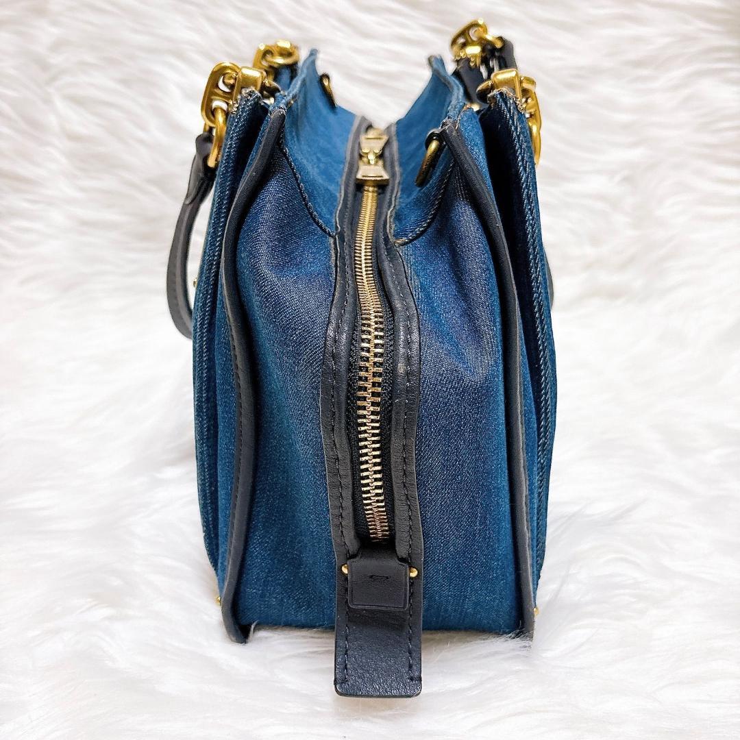 希少　コーチ　ドリーマー　ハンドバッグ　2way デニム×レザー　青