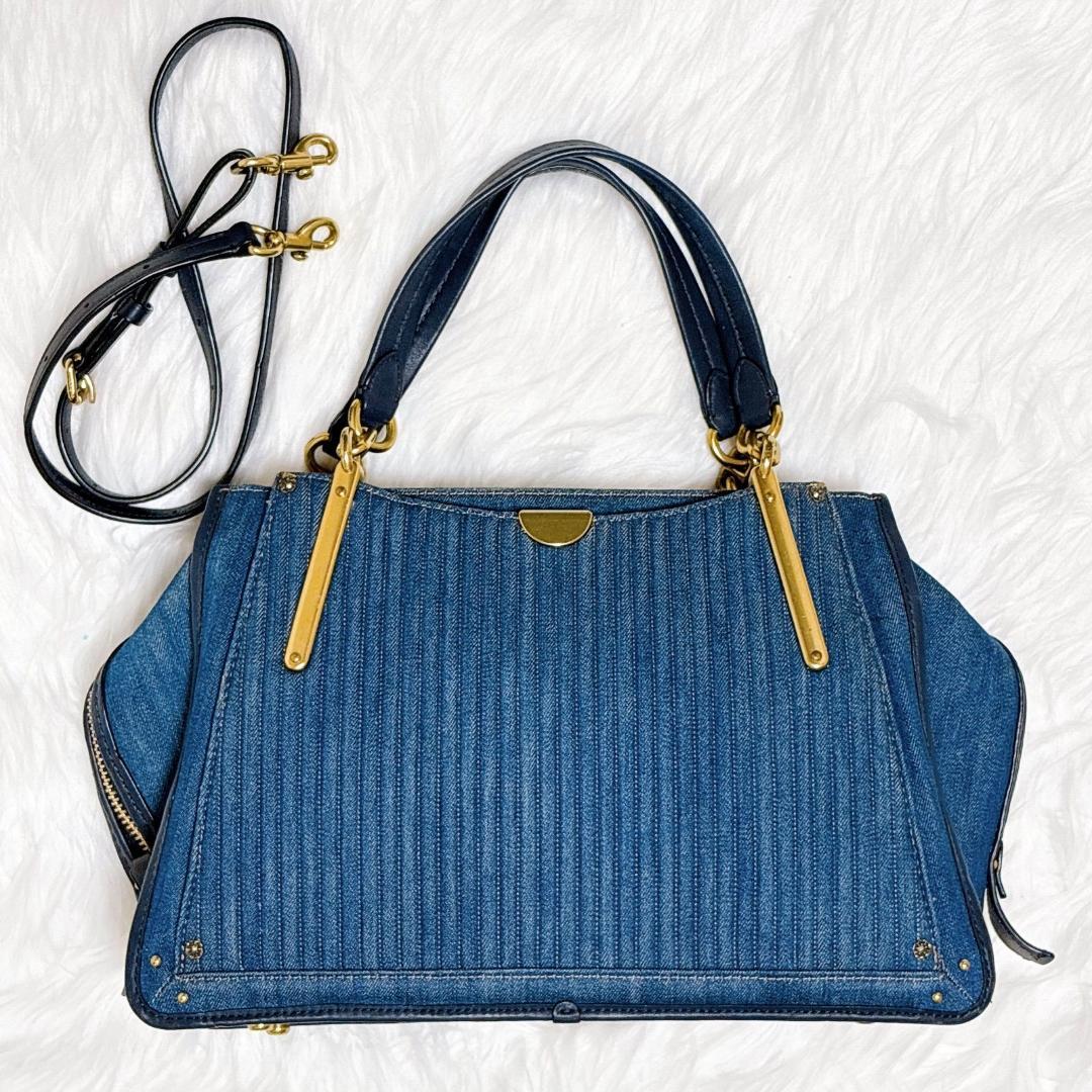 希少　コーチ　ドリーマー　ハンドバッグ　2way デニム×レザー　青