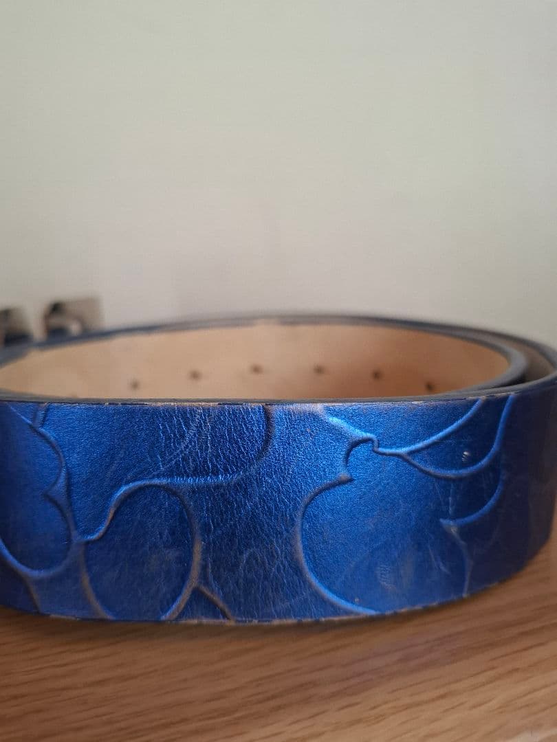 APE メタルバックル ベルト 青