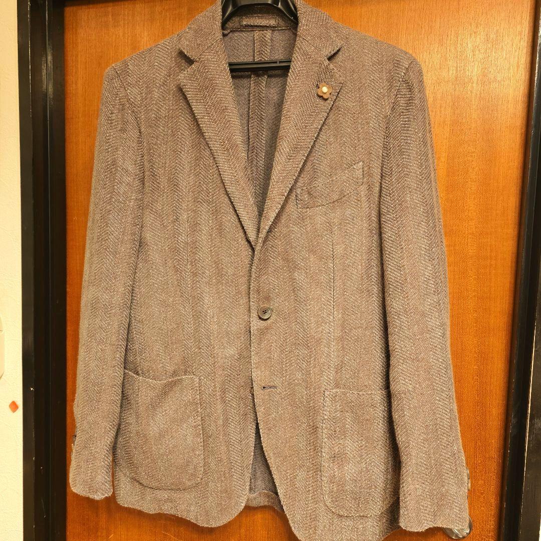 LARDINI ラルディーニ　サイズ46 茶色とグレー ジャケット フラワーピン