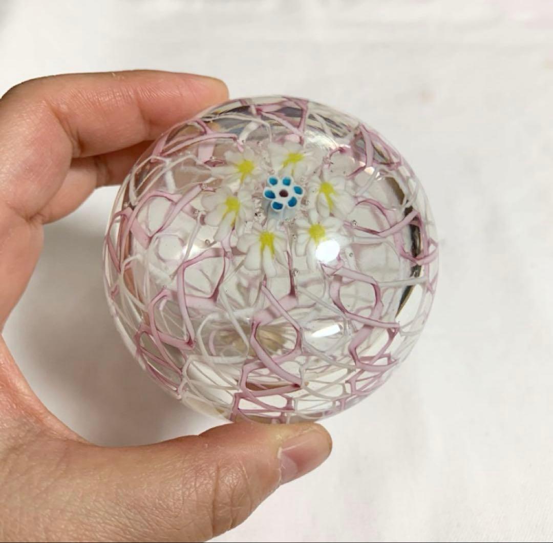 ムラノ社製　ガラスペーパーウェイト　ミルフィオリ　文鎮　クリスタル　ベネチアン