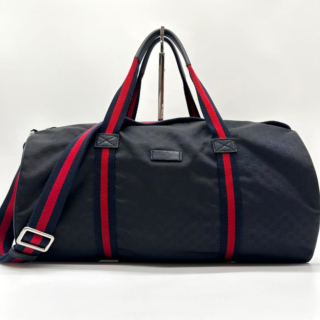 GUCCI GG柄 シェリーライン ボストンバッグ ナイロン 2way 黒