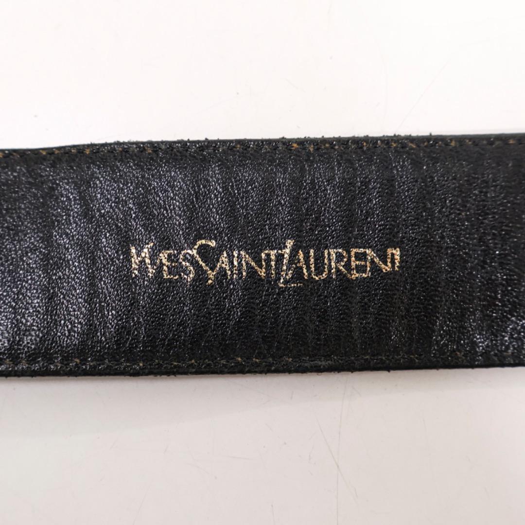 H3579S◾️ヴィンテージ イヴサンローラン　レザーベルト　ロゴベルト