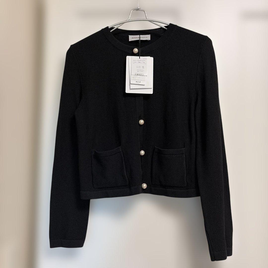 アベニールエトワール mid エムプルミエ パール カーディガン ブラック 32