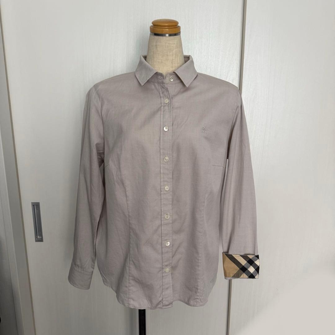 美品 BURBERRY バーバリー コットンシャツ ベージュ ノバチェック 46