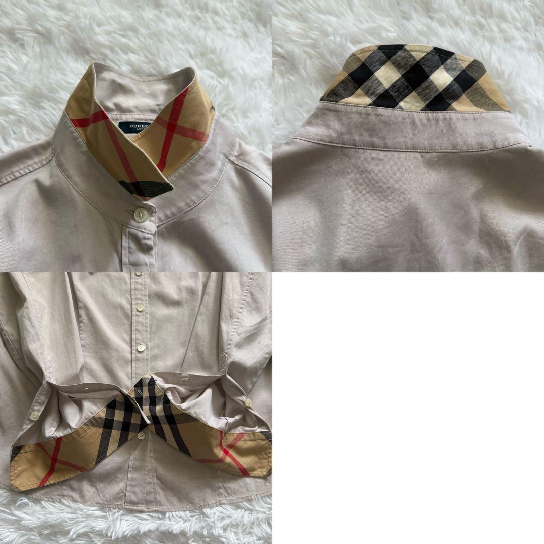 美品 BURBERRY バーバリー コットンシャツ ベージュ ノバチェック 46