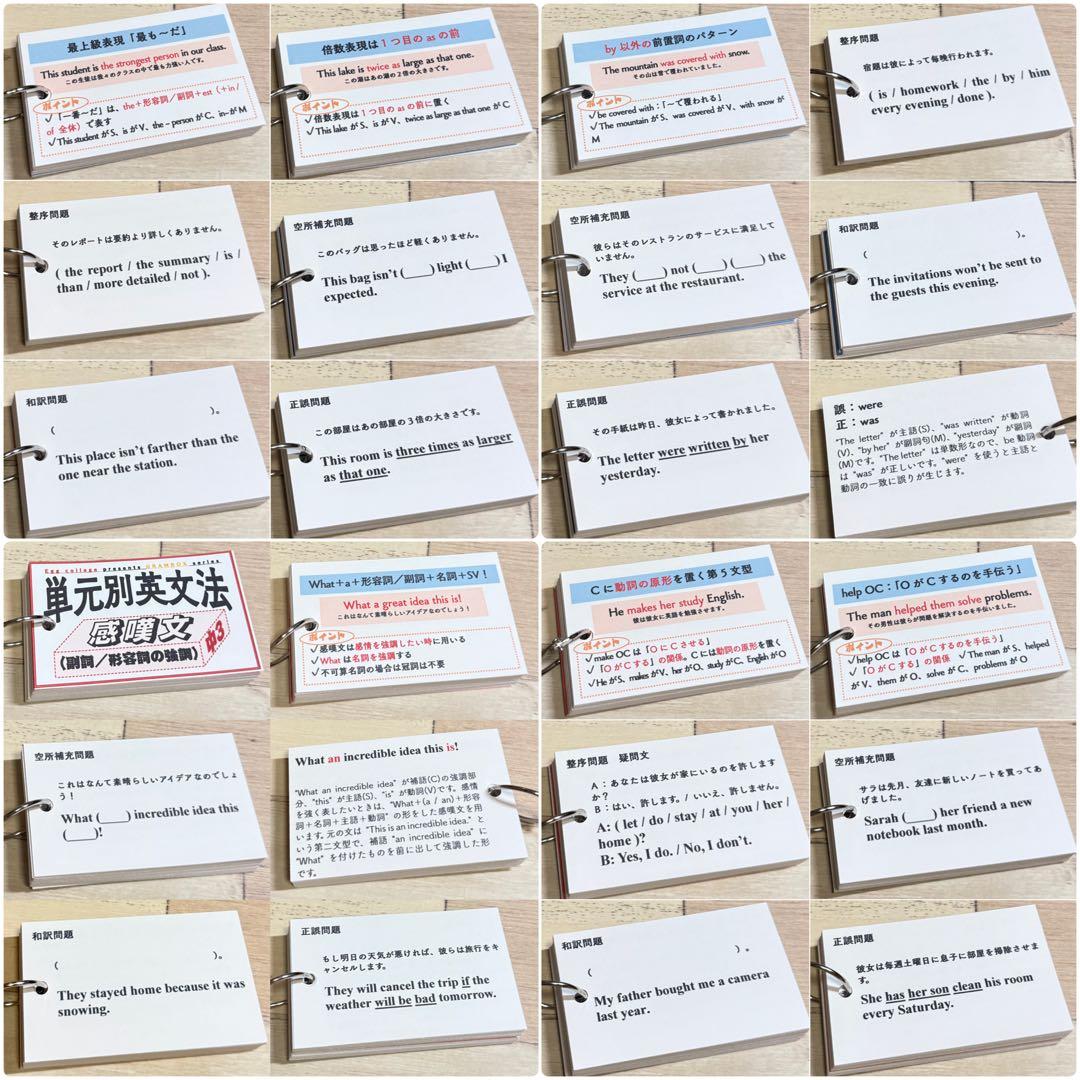 【全学年フルパッケージ】単元別英文法カード　中学生　テスト　復習　予習　参考書