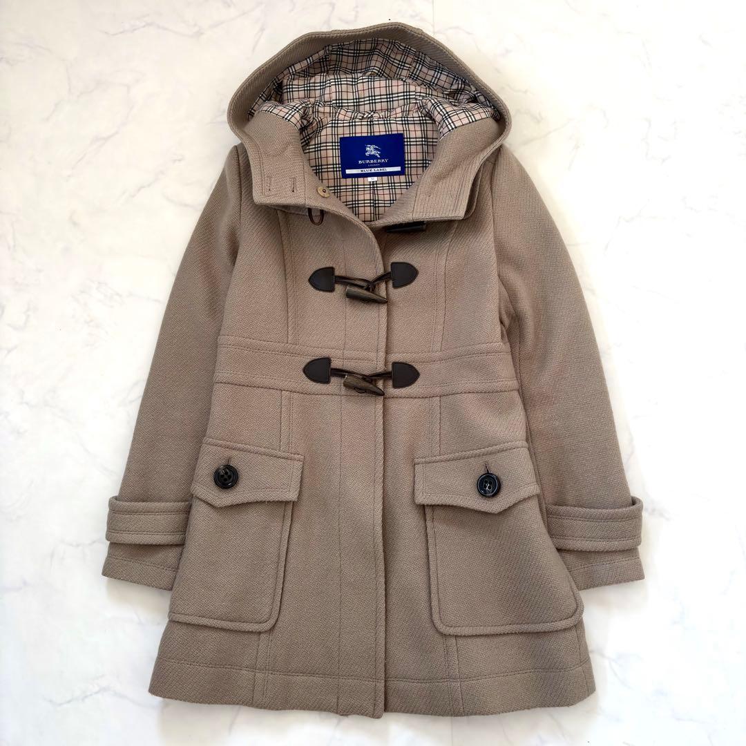 美品✨バーバリーブルーレーベル ダッフルコート ノバチェック ウール ベージュ