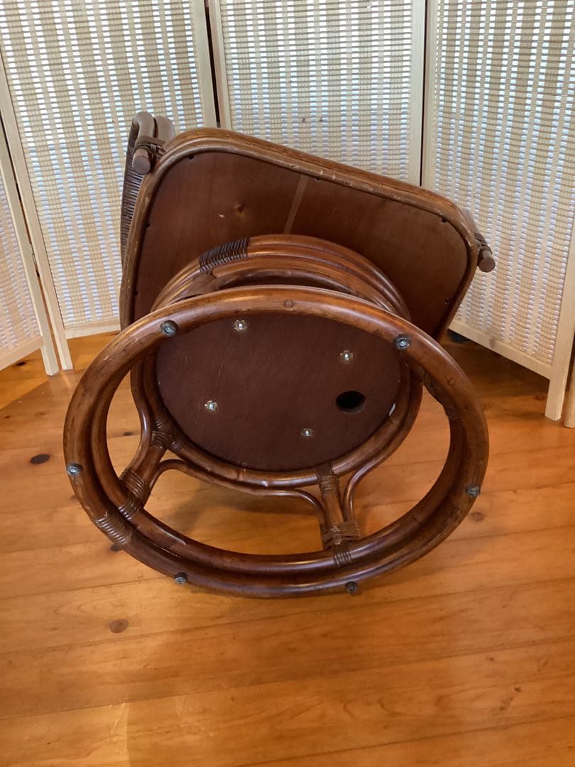 [まかほり] Kazama アームチェア　回転式　ラタン　籐椅子