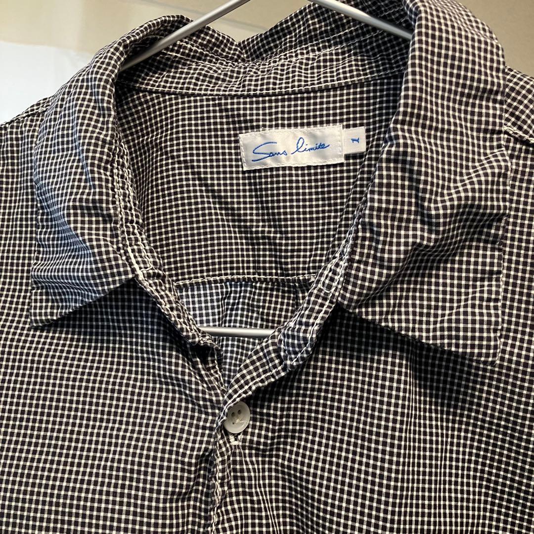【Sans limite】ブラック・ホワイトチェック 長袖シャツ