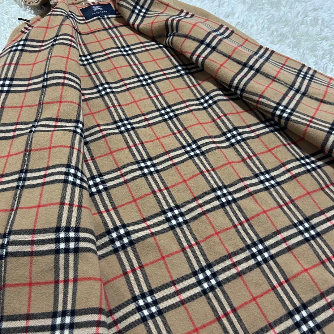 バーバリー 40 L カシミヤ混 ノバチェック ダブルフェイス ダッフルコート