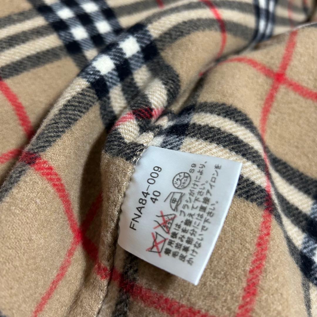 バーバリー 40 L カシミヤ混 ノバチェック ダブルフェイス ダッフルコート