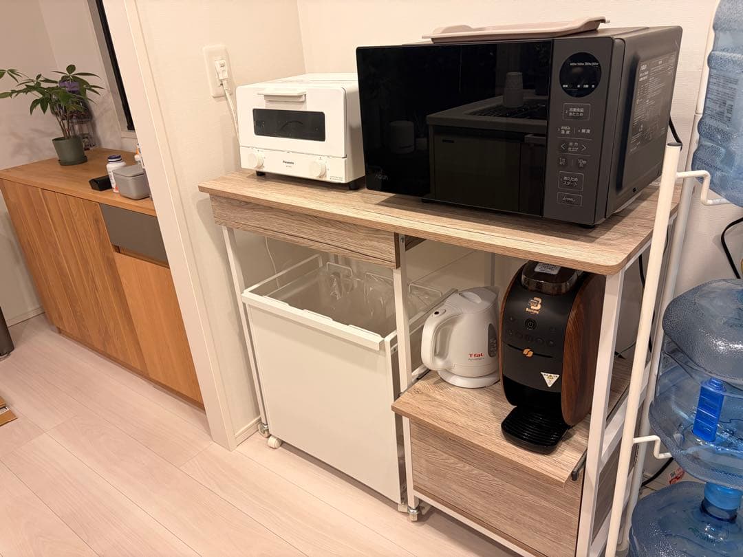 山善 レンジ台 ゴミ箱上キッチンラック コンセント付き キャスター付き