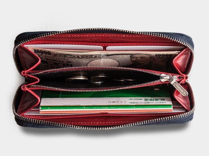 【美品】Whitehouse Cox 長財布 ブライドルレザー ネイビー×赤