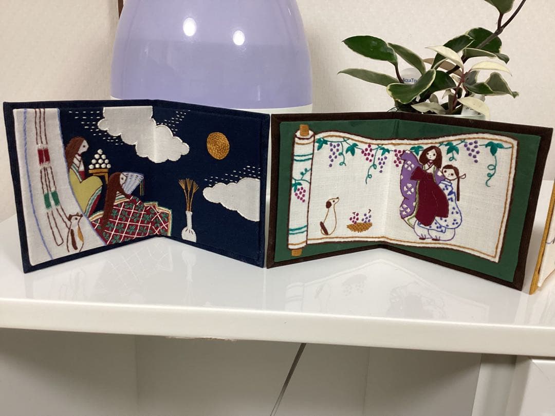 超レア★ フェリシモ◆風流にめぐる季節刺しゅうミニ屏風 12ヶ月完成品◆石井寛子