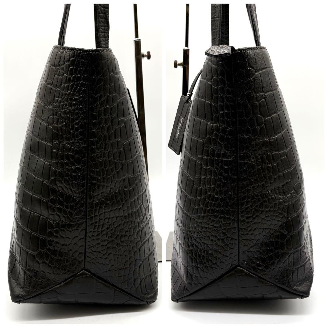 【美品】ユナイテッドアローズ トートバッグ クロコ型押し A4可 肩掛け グレー