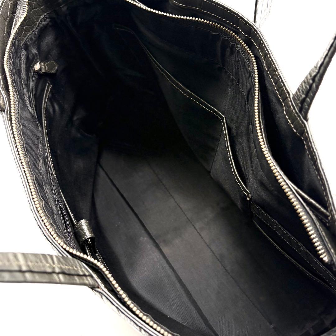 【美品】ユナイテッドアローズ トートバッグ クロコ型押し A4可 肩掛け グレー