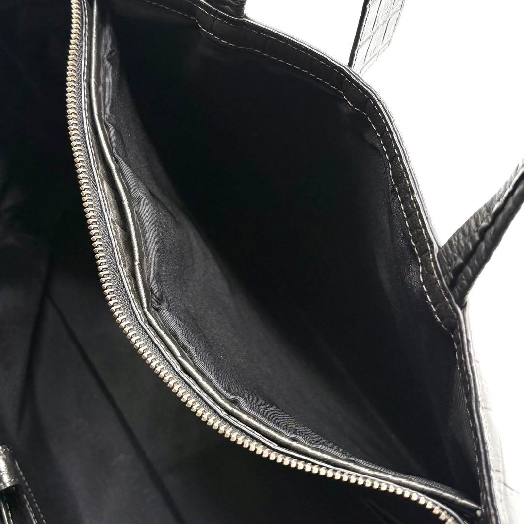 【美品】ユナイテッドアローズ トートバッグ クロコ型押し A4可 肩掛け グレー