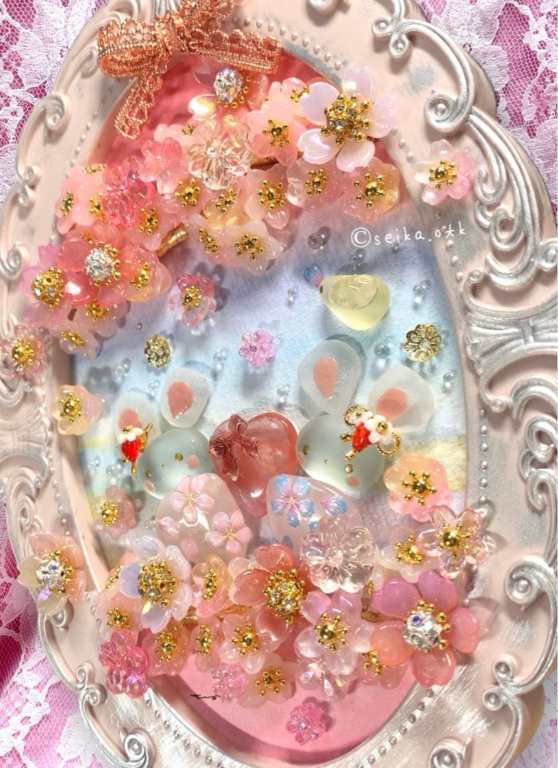 N1168ハッピーバレンタインと春桜　大サイズ　水彩画