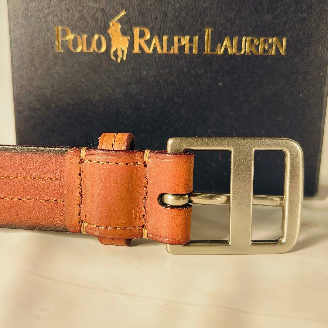 【新品極美品】PRL ラルフローレン ダブルステッチ 高級キャメルドレスベルト