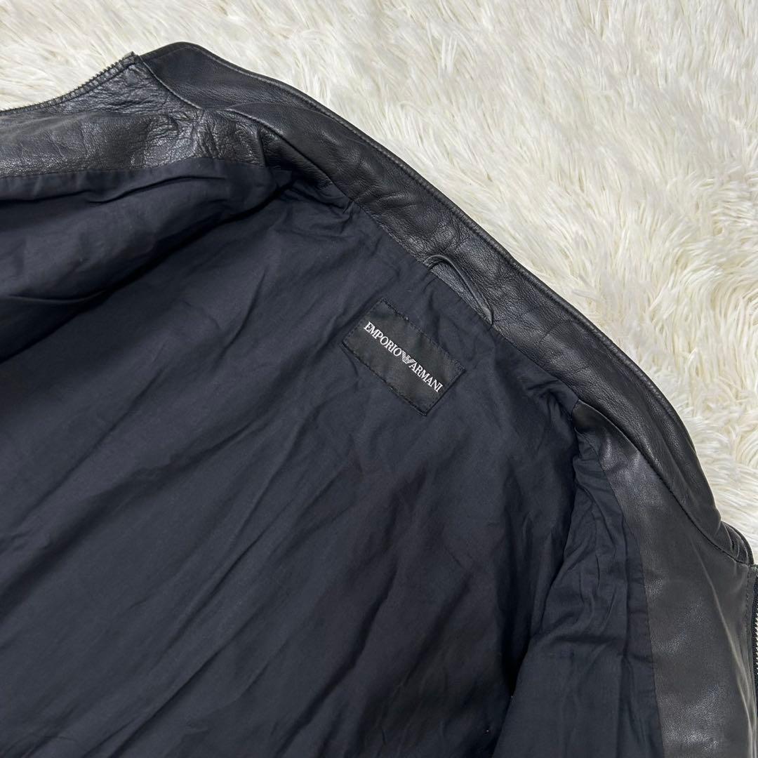 【美品/XL】エンポリオ アルマーニ レザージャケット ライダース 本革 黒