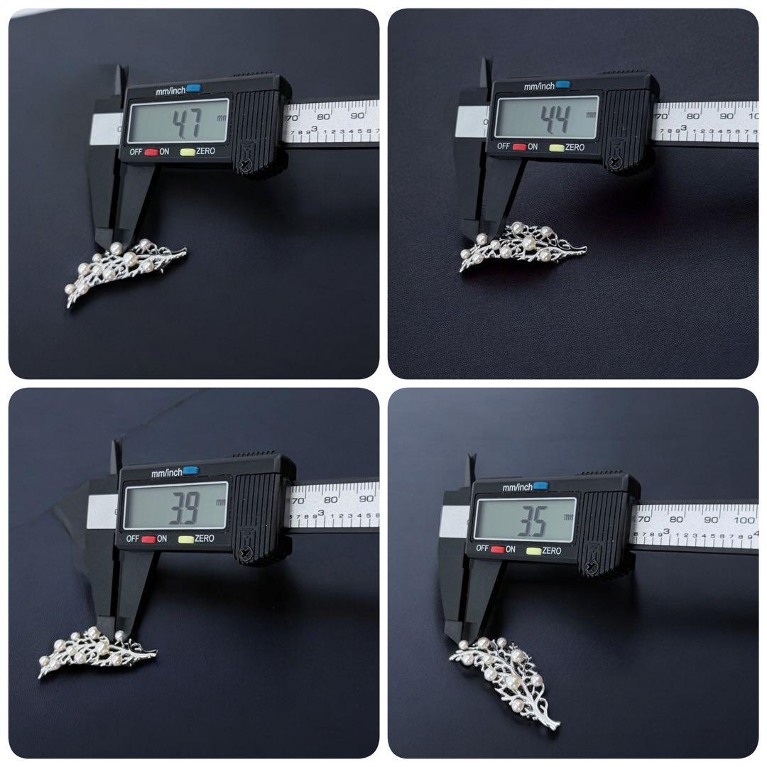 【未使用保管品】ミキモト　アコヤ　本真珠　パール　ブローチ　シルバー　リーフ