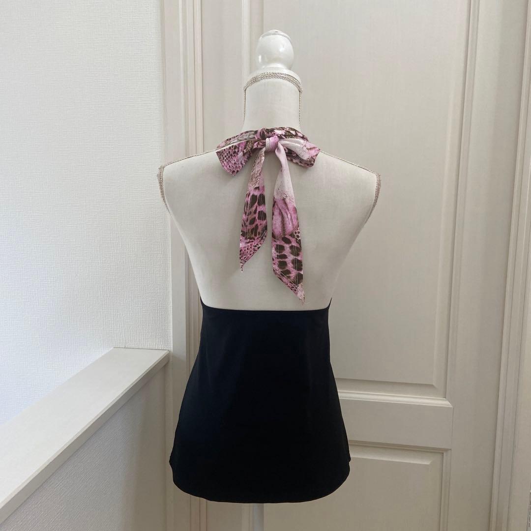 REAL MA＊RS ★キラキラビジュー付き　ホルダーネックリボンキャミ