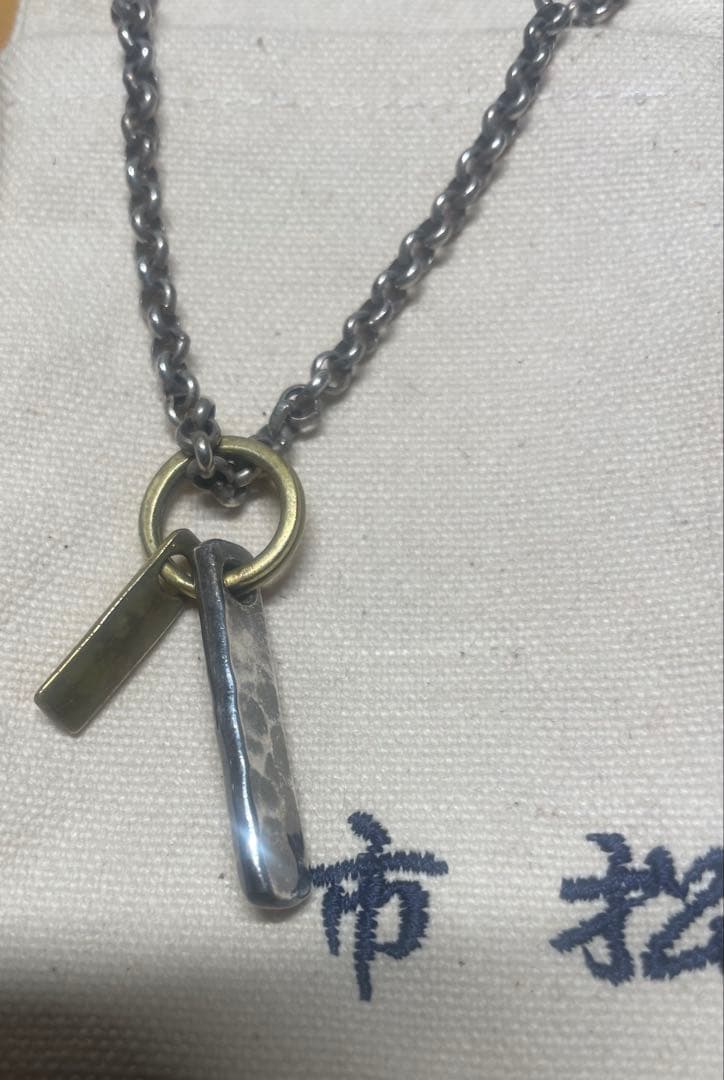 値下げ　市松　ネックレス　シルバー980 ゴールド　Silver 980