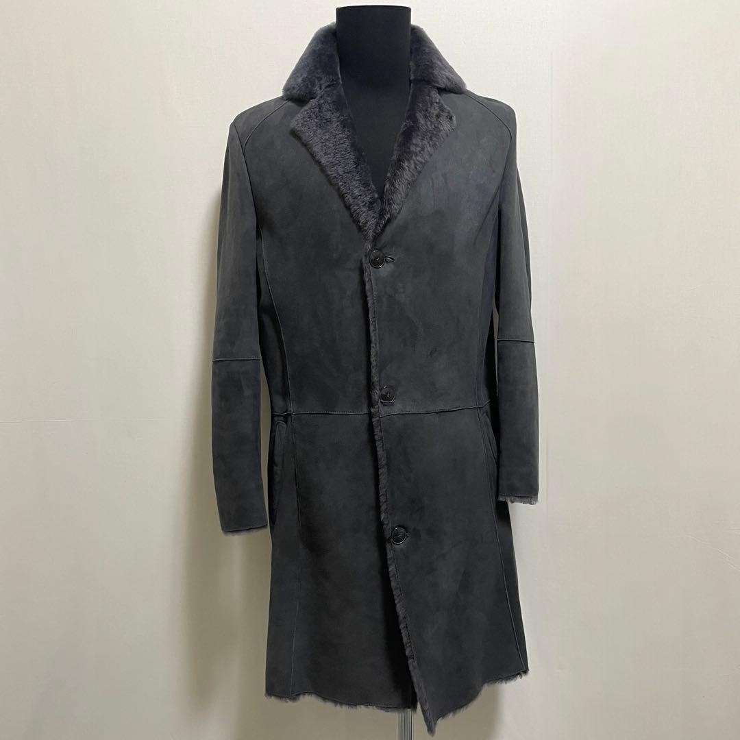 ETRO エトロ ムートン コート ペイズリー裏地 48 羊革 牛革