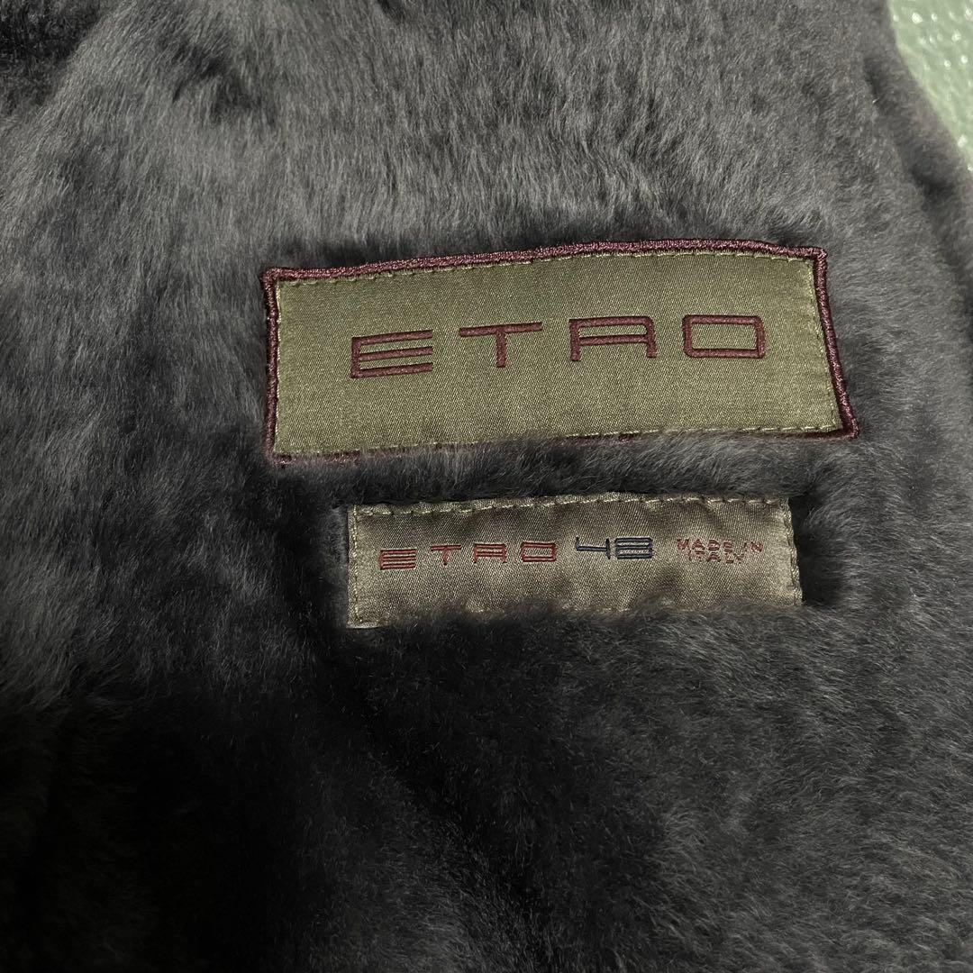 ETRO エトロ ムートン コート ペイズリー裏地 48 羊革 牛革