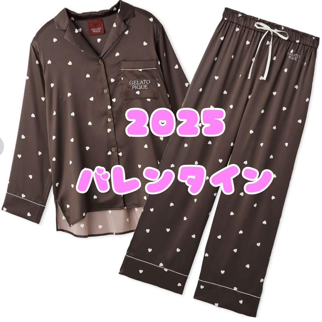 タグ付き新品　ジェラートピケ　2025 バレンタイン　ハート柄サテン　ジェラピケ
