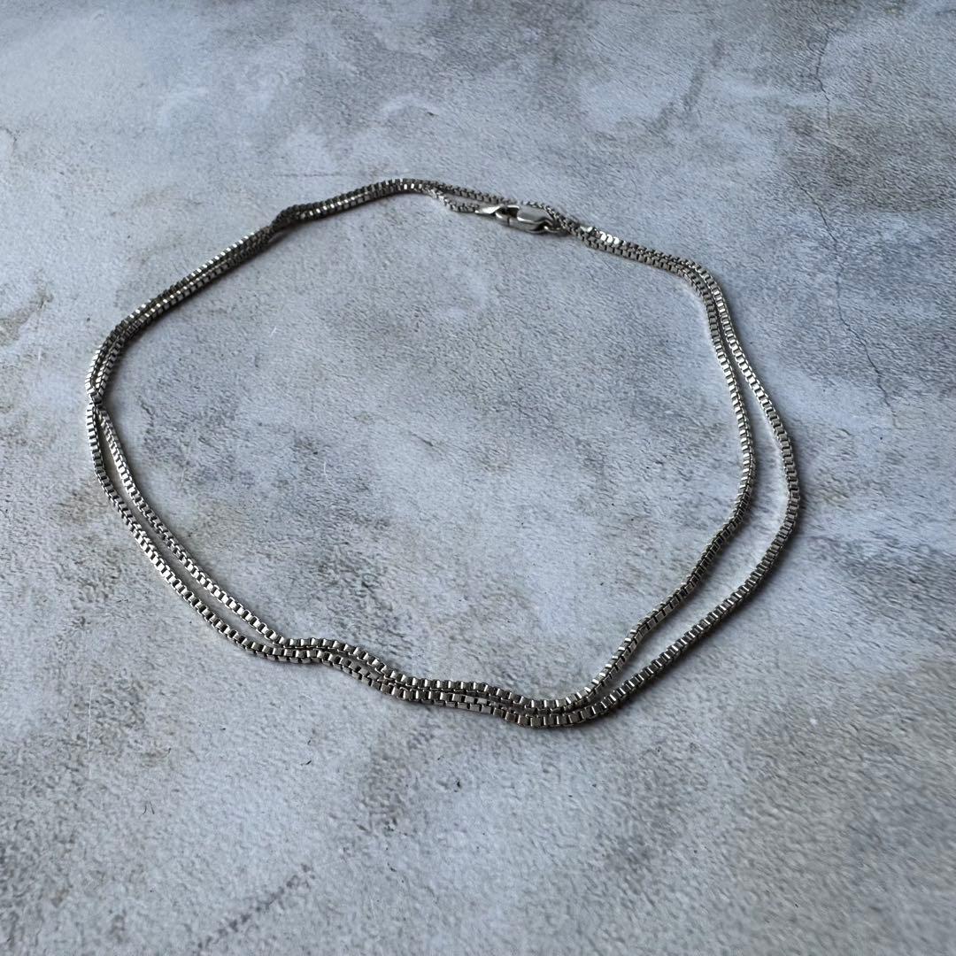 ヴィンテージ ブロックチェーンリンクネックレス シルバー925 メキシコ製